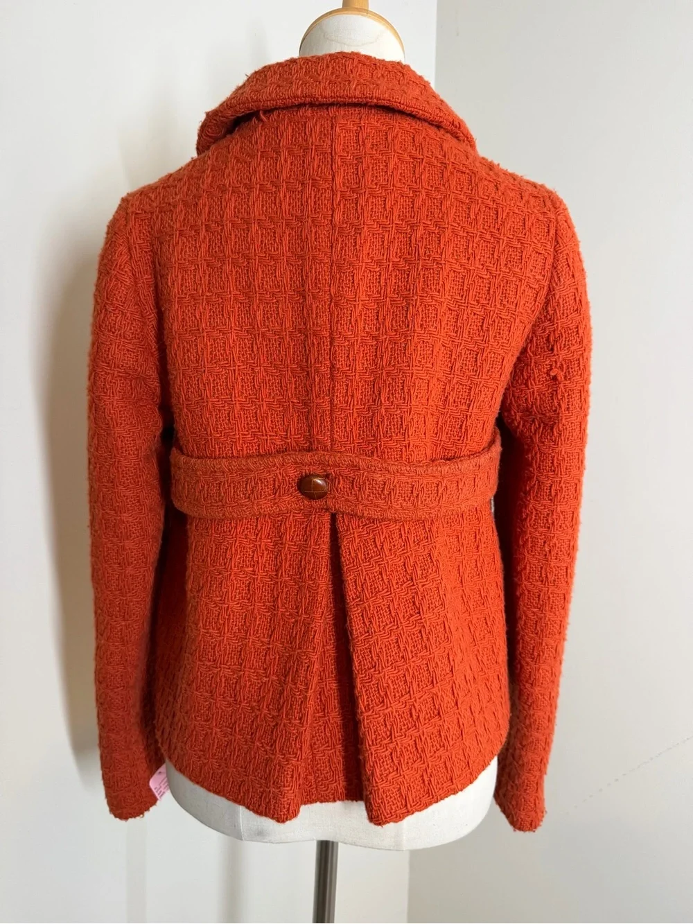Zara Basic Women’s Burnt Orange -SZ S- Cropped Tweed-Wool Blend Textured Jacket